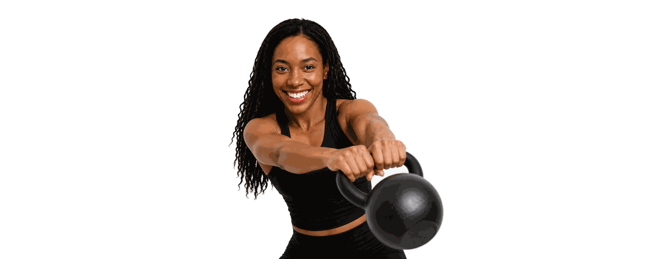 Smiling athletic woman building real-life strength during a FFAST FIT workout in Roanoke, Virginia.