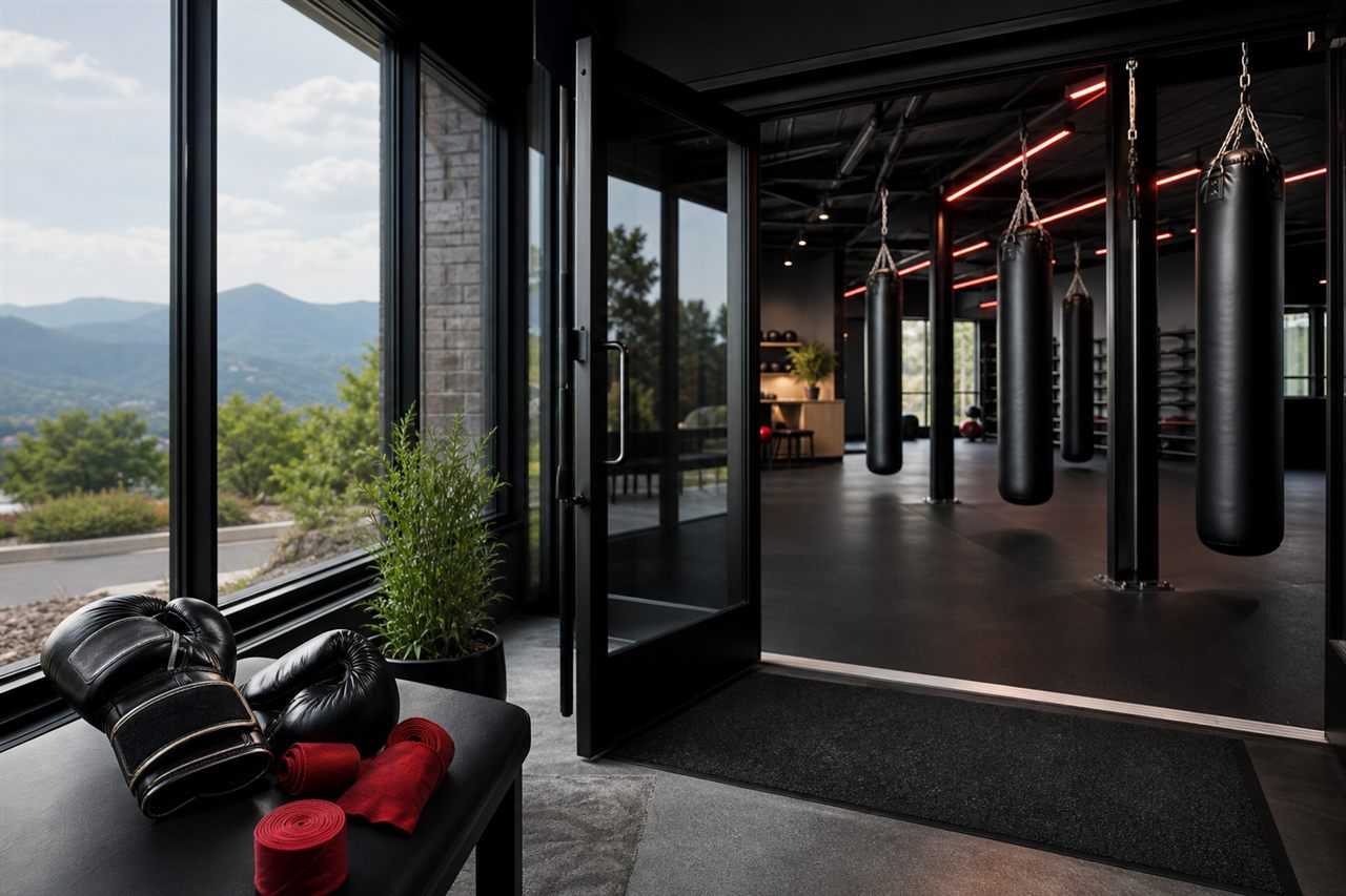 Welcoming boxing fitness studio entry